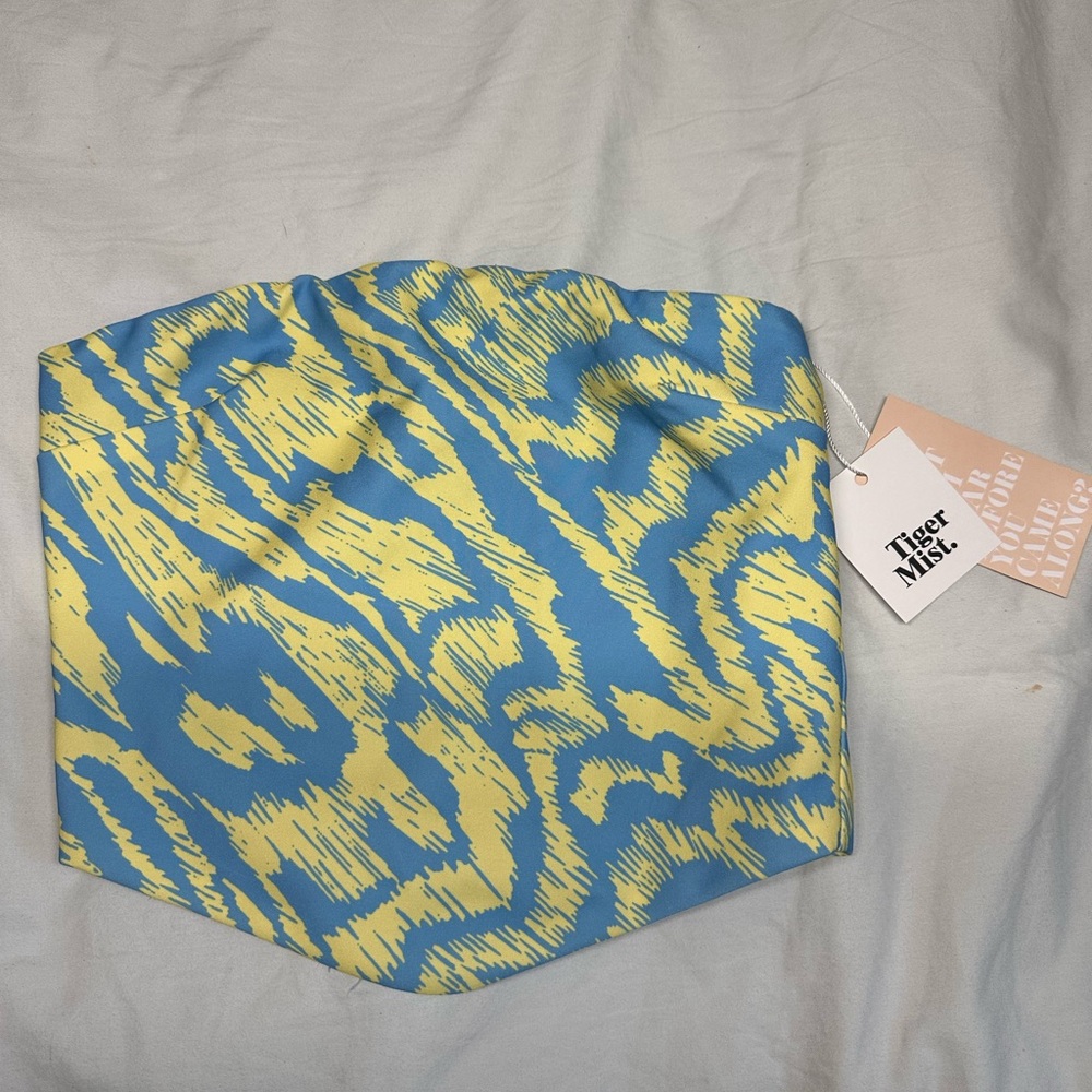 Tiger Mist Blue and Yellow Patterned Top